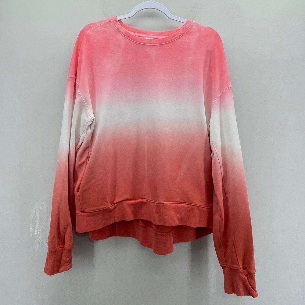 All in‎ Motion Crewneck Sweatshirt Womens Large Coral Dip Dye Athletic Gym
